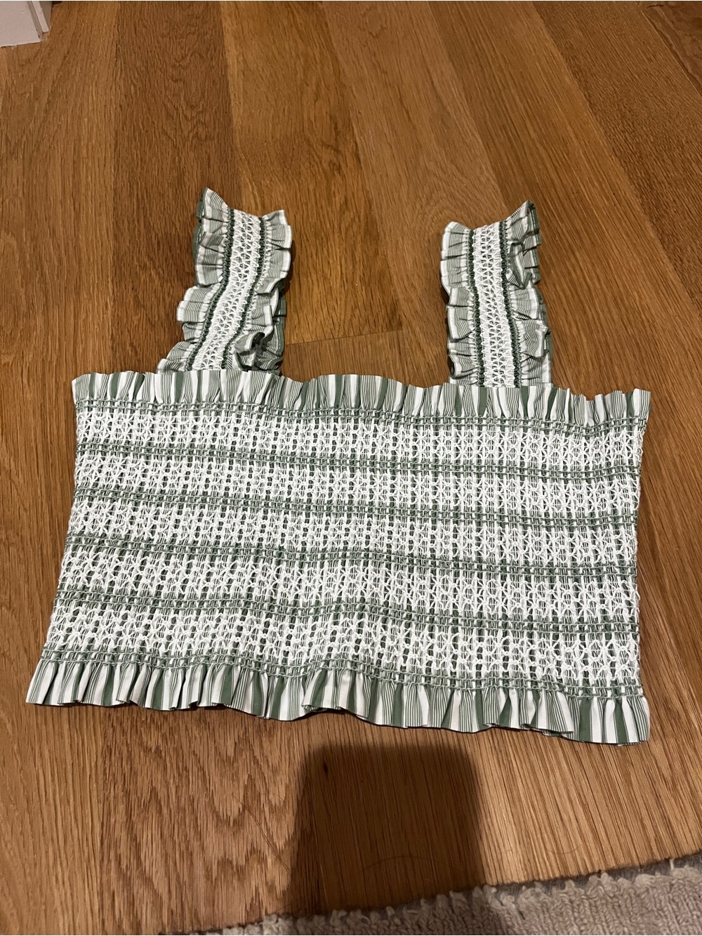 Hill House Azalea Nap Crop Top Medium Apple Green Variegated Stripe Like Ne - Picture 4 of 9